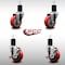 Service Caster 3.5'' SS Red Poly Wheel Swivel 1-3/4'' Expanding Stem Caster Set 2 Brakes, 4PK SCC-SSEX20S3514-PPUB-RED-2-TLB-2-134 - alternate 5